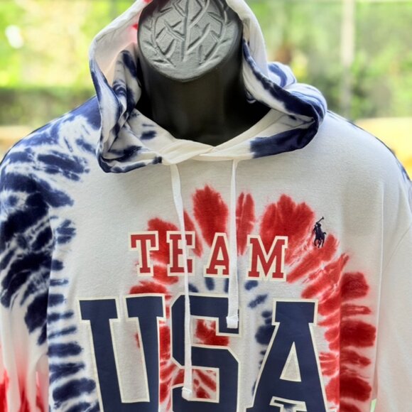 Polo Ralph Lauren‎ Team USA Tie-Dye Hoodie Red, White, & Blue | Men's L/S Shirt - Picture 5 of 6